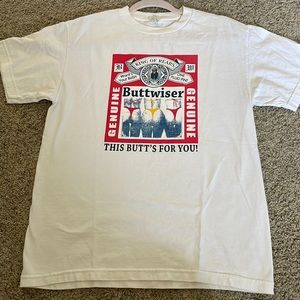 budweiser "buttwiser" t shirt